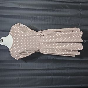 Polka dot short sleeve flare  dress